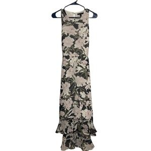 Banana Republic Floral Print Flounce Maxi Dress Size 8 Sheer Sleeveless Spring